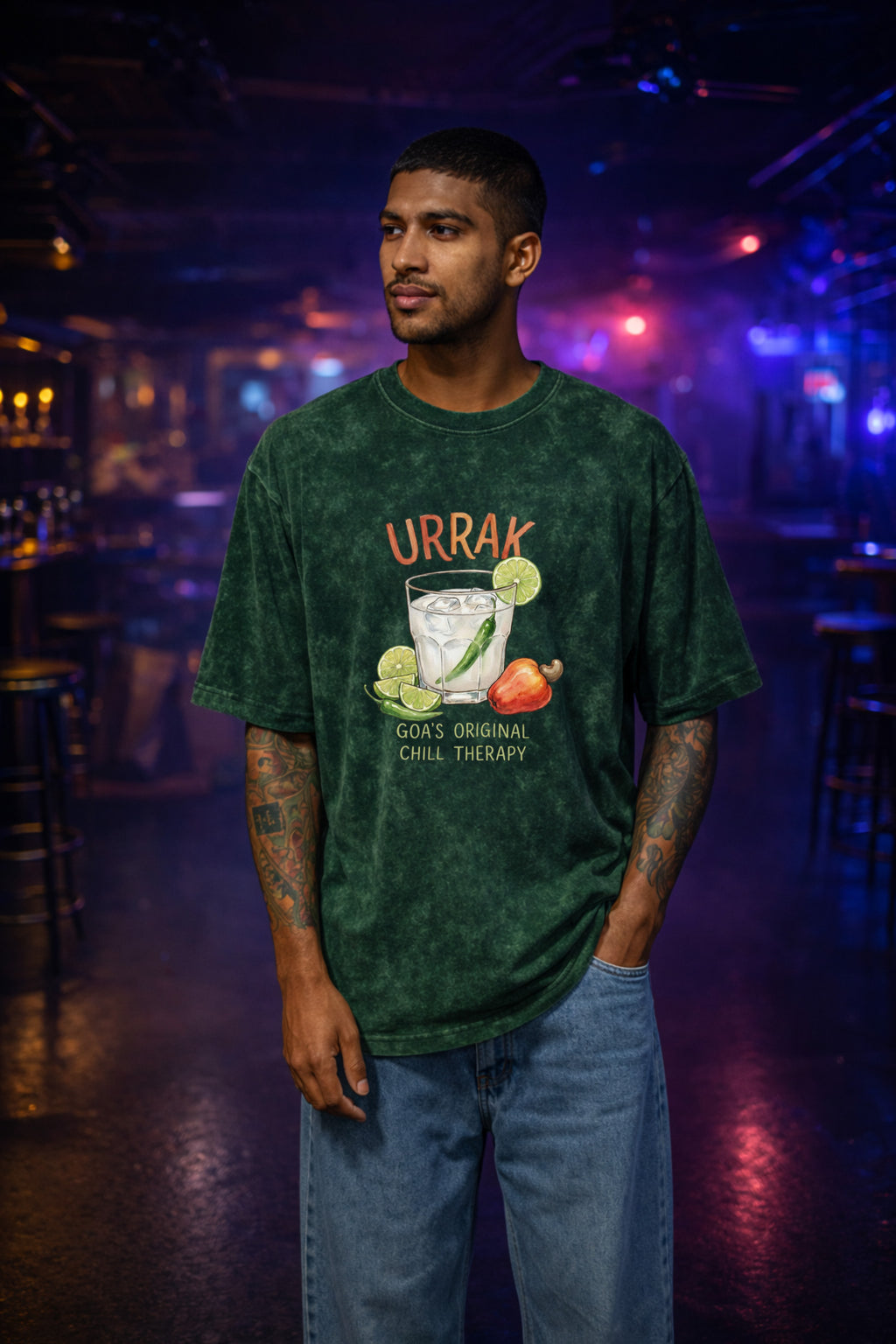 Urrak: Goa’s Original Chill Therapy | Unisex Acid Washed Oversized T-Shirt