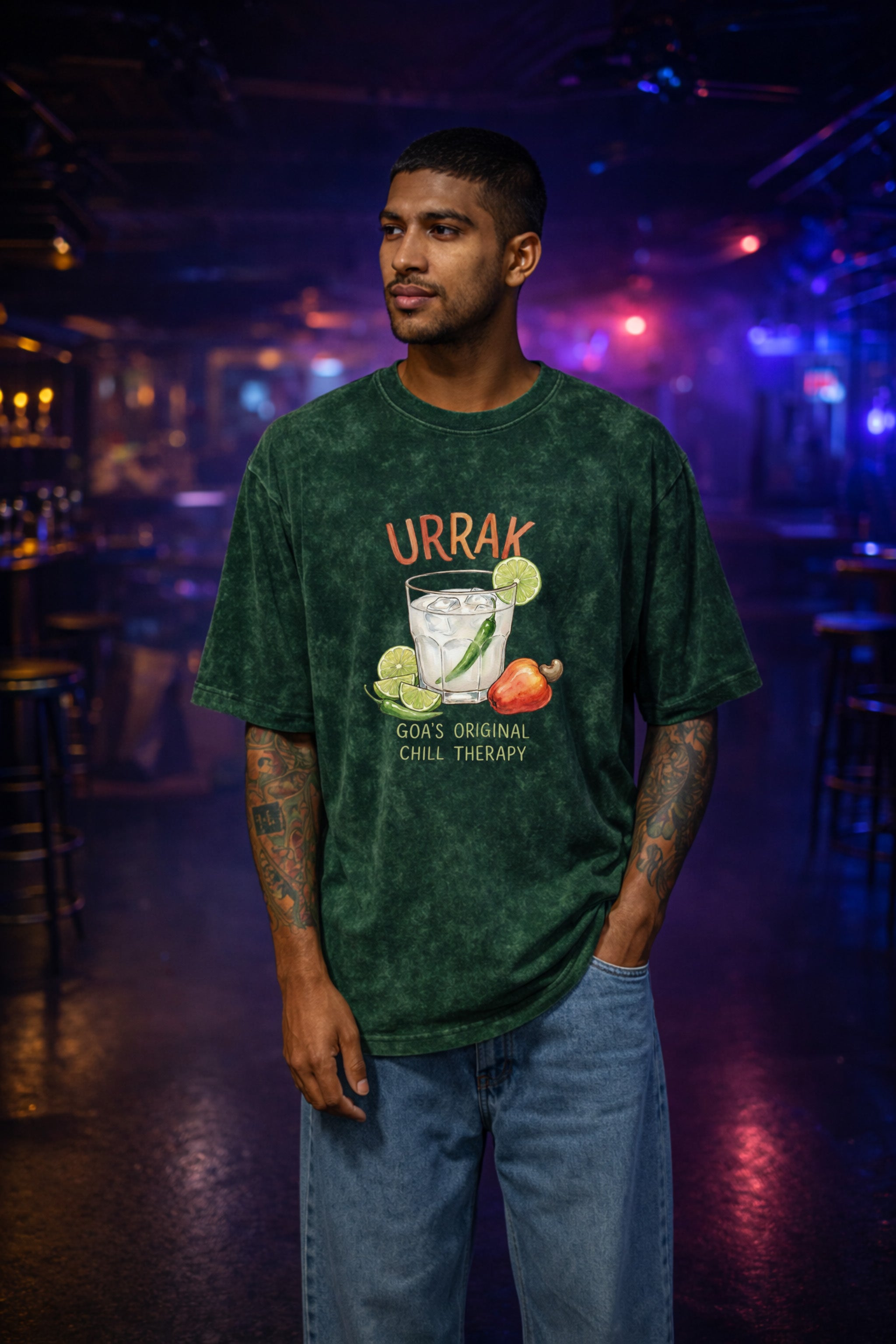 Urrak: Goa’s Original Chill Therapy | Unisex Acid Washed Oversized T-Shirt