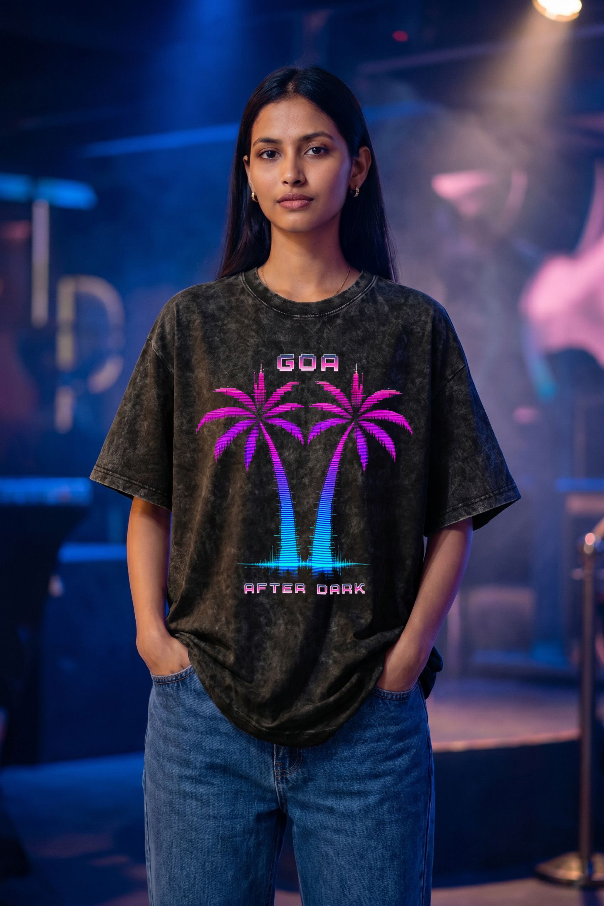 Goa After Dark | Unisex Acid Washed Oversized T-Shirt