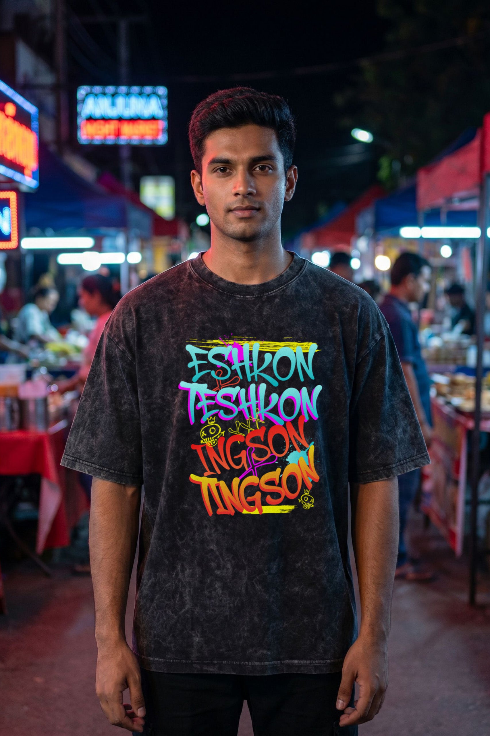 Eshkon Teshkon Ingson Tingson | Unisex Acid Washed Oversized T-Shirt