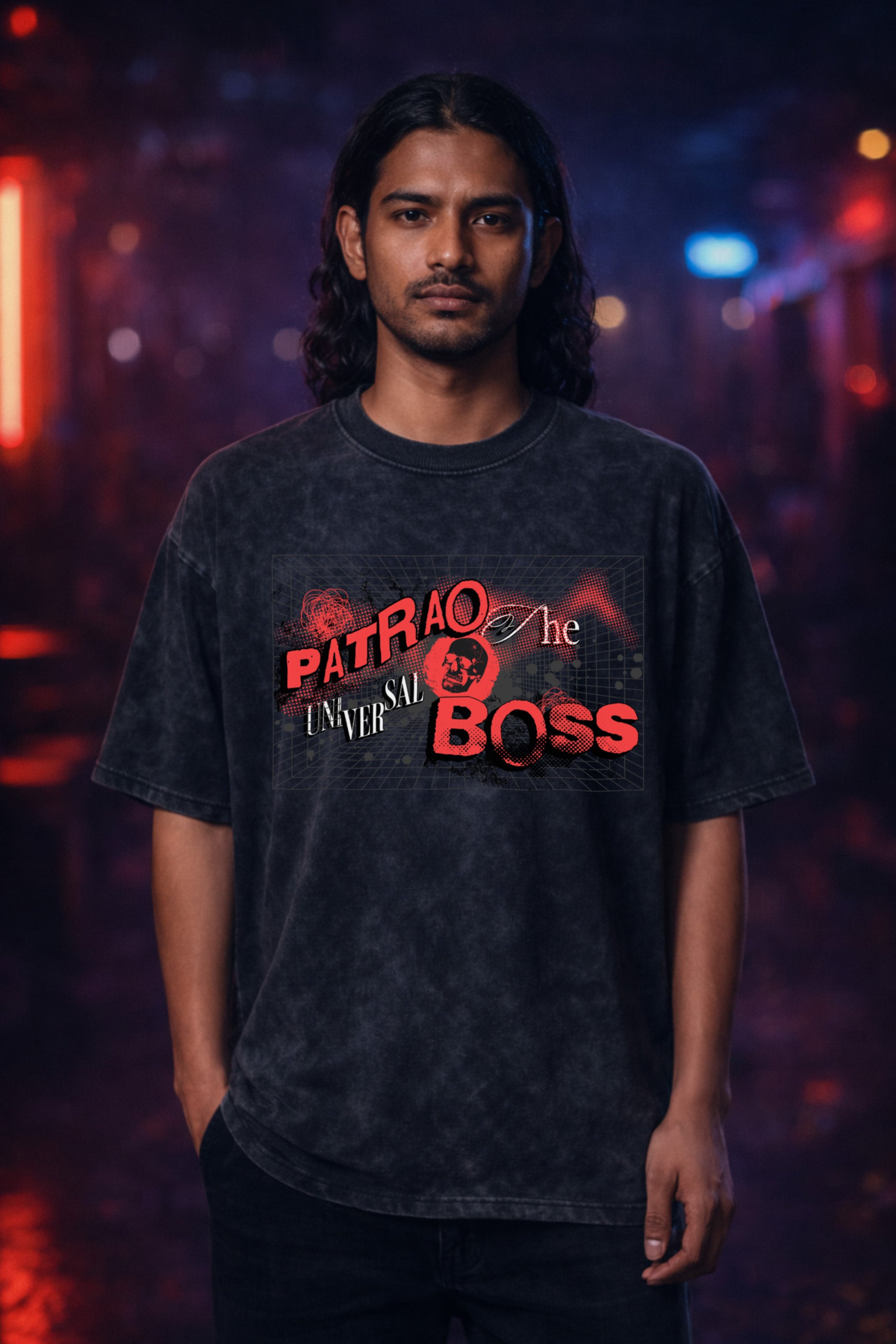 Patrão: The Universal Boss | Unisex Acid Washed Oversized T-Shirt